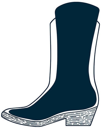 Ilustración de un pie introducido en una bota.